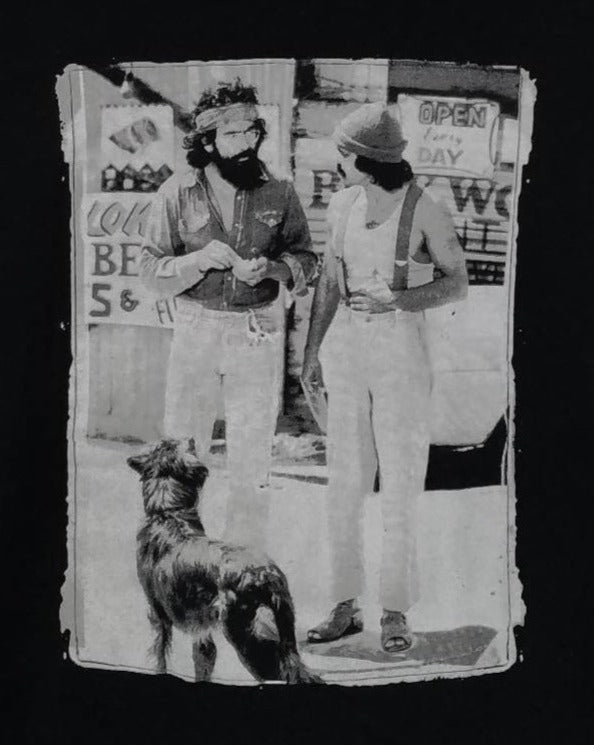 new cheech and chong with dog and burrito unisex silkscreen t-shirt available from small-3xl movie mexican style men funny apparel adult 420 shirts tops