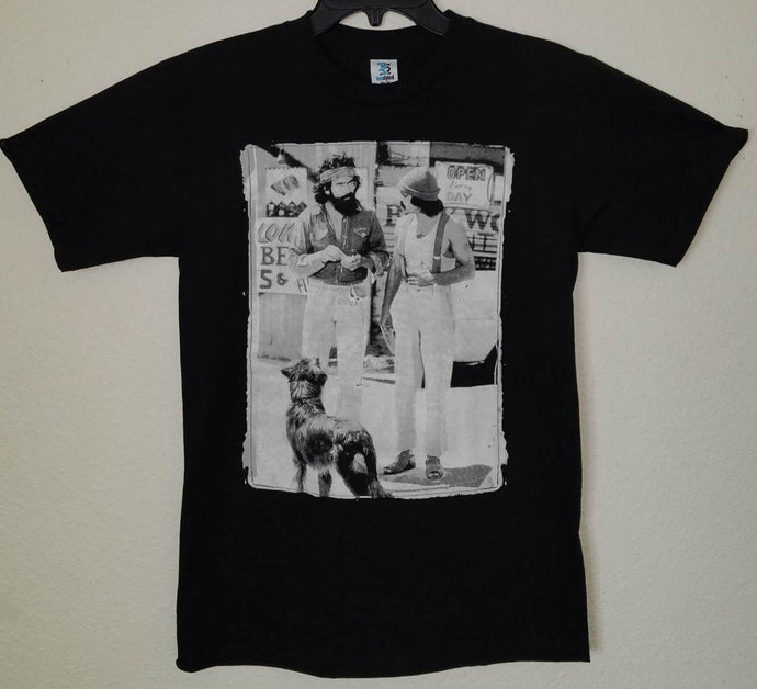 new cheech and chong with dog and burrito unisex silkscreen t-shirt available from small-3xl movie mexican style men funny apparel adult 420 shirts tops