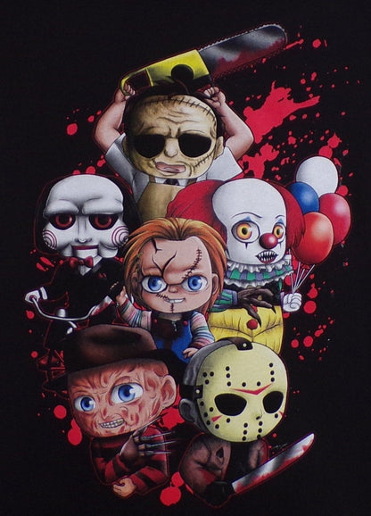 New ’Chibi Horror Collage’ Unisex Silkscreen T-Shirt. Available From Small-3XL. - Men’s Short Sleeve Shirt