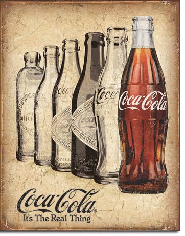 new coca cola its the real thing vintage advertising memorabilia metal sign 12.5widthx16height decor soda drinks