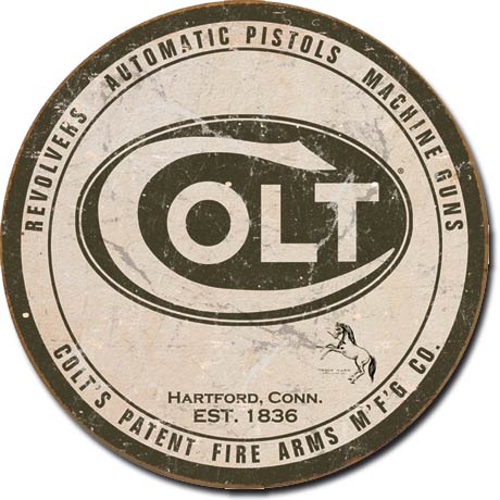 new colt round logo shop sign man cave metal wall art 12 round vintage decor guns novelty