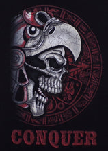 Load image into Gallery viewer, New ’Conquer Skeleton Aztec Warrior’ Unisex Silkscreen T-Shirt. Available From Small-3XL. - Men’s Short Sleeve Shirt

