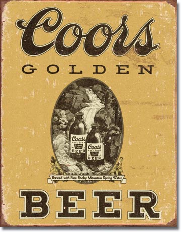 new coors golden vintage advertising memorabilia wall art man cave metal sign 12.5width x 16height beer cerveza alcohol vintage decor novelty adult