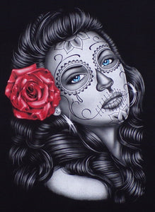 New ’Day Of The Dead Girl With Blue Eyes’ Unisex Silkscreen T-Shirt. Available From Small-3XL. - Men’s Short Sleeve