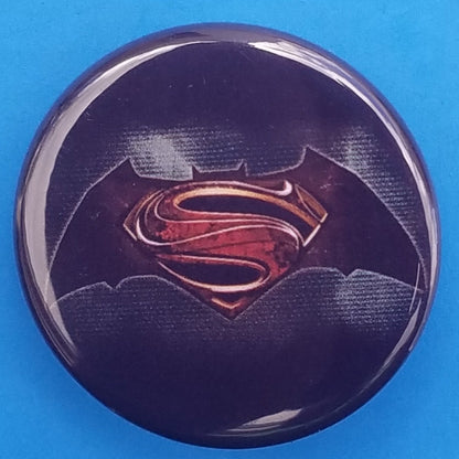 new dc characters button set of 4 fashion buttons are 1.25 inches in size Set Includes Batman 60s Cartoon Swinging Batman Superman Combined Logos Vintage Cartoon Joker Batwoman comics tv collection pinback