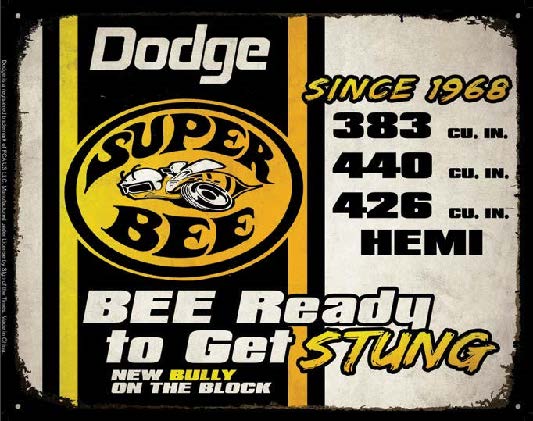 new dodge super bee get stung mopar garage wall art metal sign 15width x 12.5height wall decor transportation mopar hemi auto novelty cars