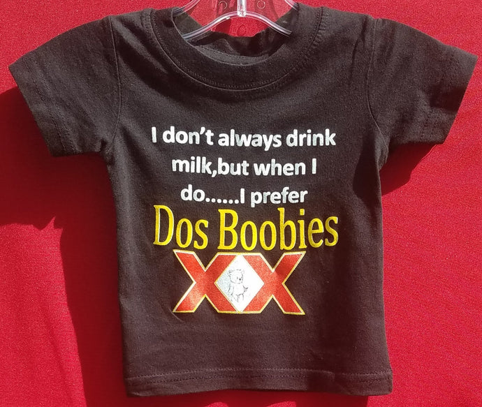 new dos boobies infant silkscreen novelty t-shirt available in 6 12 18 24 months unisex mexican style kids infant girl funny boys apparel tops toddler