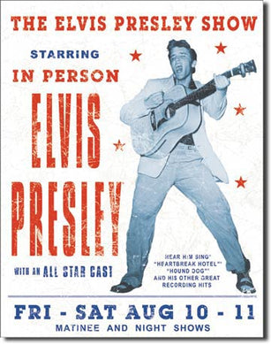 new elvis presley show advertising sign memorabilia wall art man cave metal sign 12.5widthx16height decor rock n roll music movie novelty