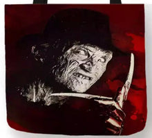 Load image into Gallery viewer, new freddy red canvas tote bags image is printed on both sides women unisex movies nightmare on elm street men horror apparel handbags
