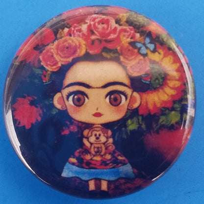 new frida kahlo button set of 4 fashion buttons are 1.25 inches in size Set Includes Frida As A Kid Frida on Green With Flowers Frida With White Background Frida Up Close With Flowers mexican style movies pinback