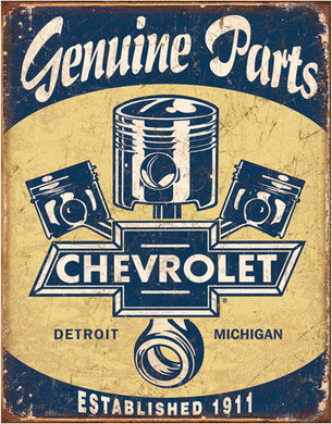 new genuine chevrolet parts distressed shop sign man cave metal sign 12.5width x 16height wall decor trucks transportation lowrider general motors chevy chevrolet cars auto novelty