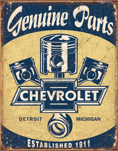 new genuine chevrolet parts distressed shop sign man cave metal sign 12.5width x 16height wall decor trucks transportation lowrider general motors chevy chevrolet cars auto novelty