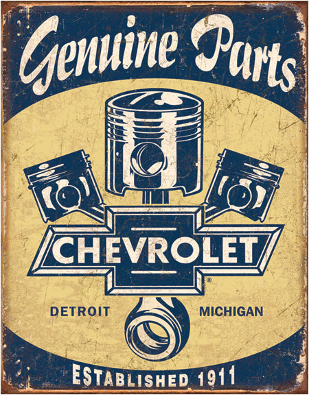 new genuine chevrolet parts distressed shop sign man cave metal sign 12.5width x 16height wall decor trucks transportation lowrider general motors chevy chevrolet cars auto novelty