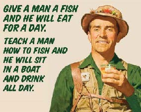 New ’Give A Man A Fish And He Will Eat For A Day.’ Funny Fishing Wall Décor Metal Sign. 15’’W x 12’’H. - Metal Sign