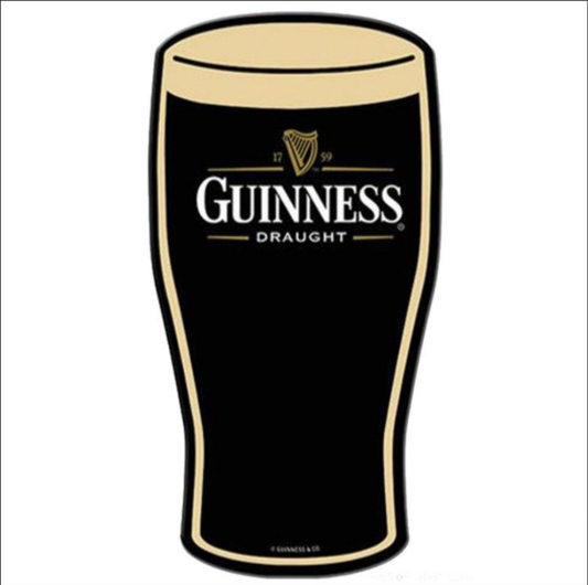 new guinness pint glass embossed die cut aluminum sign 18tall x 9wide wall decor unisex man cave die cut beer alcohol novelty