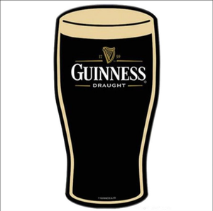 new guinness pint glass embossed die cut aluminum sign 18tall x 9wide wall decor unisex man cave die cut beer alcohol novelty