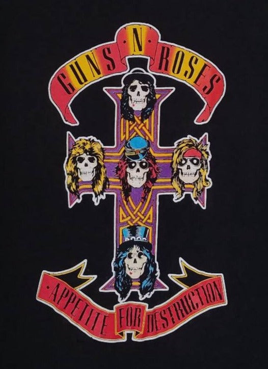 new guns n roses appetite for destruction mens silkscreen t-shirt available from small-3xl women unisex music men hard rock apparel adult shirts tops