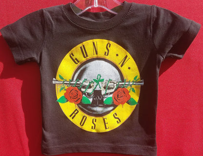 new guns n roses double gun infant silkscreen t-shirt available in 6 12 18 24 months unisex music kids hard rock girl boy music apparel baby toddler tops