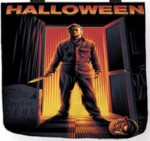Load image into Gallery viewer, new halloween michael myers in doorway canvas tote bags image is printed on both sides women unisex totebag movie men horror apparel handbags
