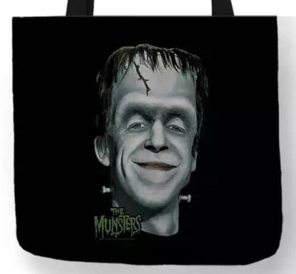 new herman munster canvas tote bags image is printed on both sides women unisex vintage hollywood the munsters men apparel handbags