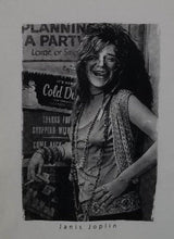 Load image into Gallery viewer, new janis joplin smiling mens silkscreen t-shirt available from small-2xl women unisex music men classic rock apparel adult shirts tops
