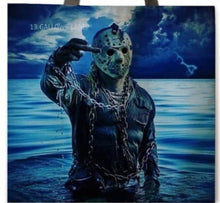 Load image into Gallery viewer, New ’Jason Voorhees Coming Out Of Water’ Canvas Tote Bags. Image Is Printed On Both Sides. - Handbags
