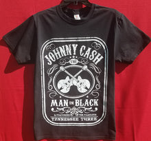 Load image into Gallery viewer, new johnny cash man in black double guitar mens silkscreen t-shirt available in small-3xl women unisex music men apparel adult shirts tops
