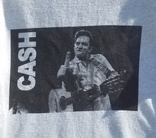 Load image into Gallery viewer, new johnny cash middle finger flipping off mens silkscreen t-shirt available in small-3xl women unisex music men apparel adult country shirts tops
