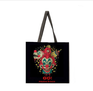 New ’Killer Klowns Go Prada Staxx’ Canvas Tote Bags. Canvas Tote Bags. Image Is Printed On Both Sides. - Handbags