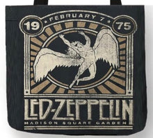 Load image into Gallery viewer, new led zeppelin 1975 us tour madison square garden canvas tote bags image is printed on both sides women unisex music men apparel classic rock handbags
