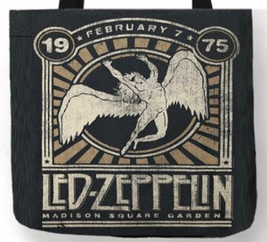 new led zeppelin 1975 us tour madison square garden canvas tote bags image is printed on both sides women unisex music men apparel classic rock handbags