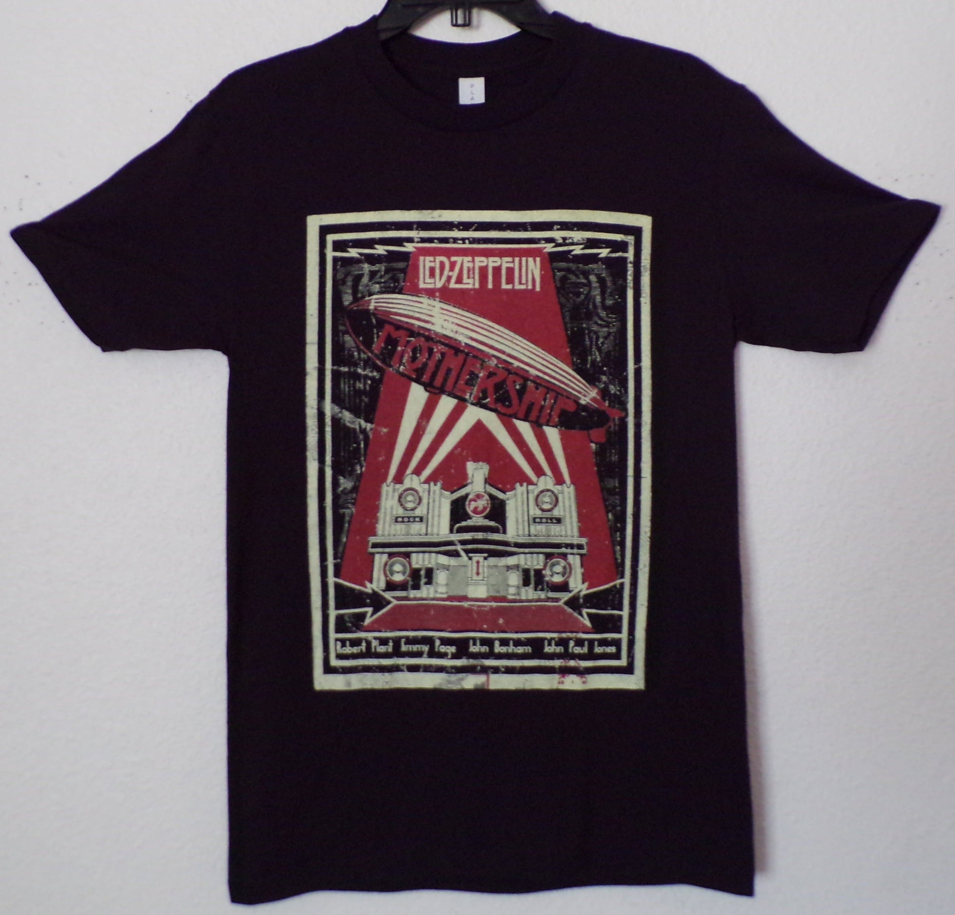 new led zeppelin mother ship mens silkscreen t-shirt available from small 2xl music men apparel adult shirts tops