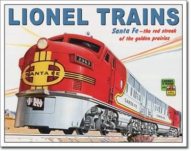 new lionel santa fe train wall art man cave metal sign 16width x 12.5height decor transportation train novelty