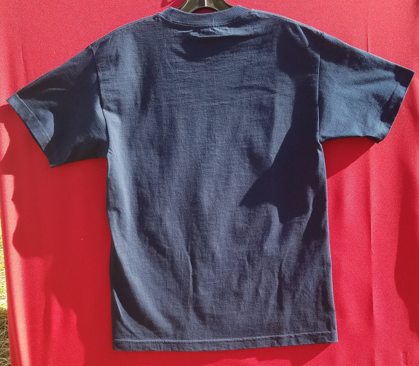 new los angeles rams flag mens silkscreen t-shirt image is on the front of the shirt available from small-3xl sports football rams apparel adult shirts tops