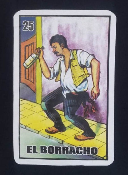 New ’Loteria El Borracho Drunk Guy’ Men’s Silkscreen T-Shirt. Available From Small-3XL. - Men’s Short Sleeve Shirt
