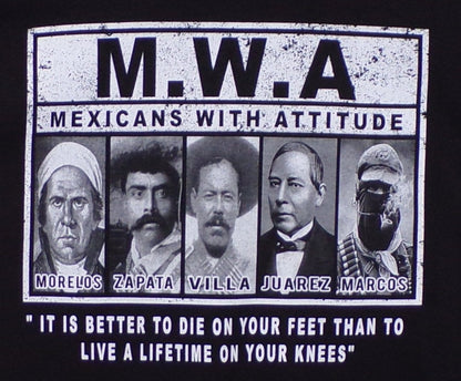 New ’M. W. A. Mexican With Attitude’ Unisex Silkscreen T-Shirt. Available From Small-3XL. - Men’s Short Sleeve Shirt