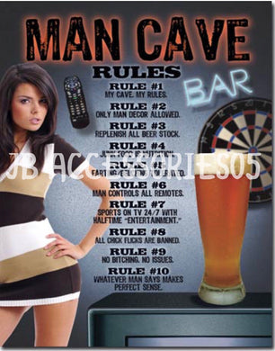 new man cave rules bar rules wall art metal sign 12.5width x 16height decor men funny novelty