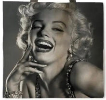 Load image into Gallery viewer, New ’Marilyn Monroe Smiling’ Canvas Tote Bags. Image Is Printed On Both Sides. - Handbags
