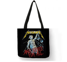Load image into Gallery viewer, new metallica and justice for all canvas tote bags image is printed on both sides women unisex tote bag music metal men apparel handbags
