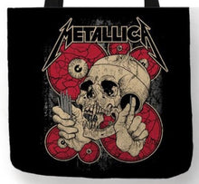Load image into Gallery viewer, new metallica vampire skull canvas tote bags image is printed on both sides women unisex tote bag music metal men apparel handbags
