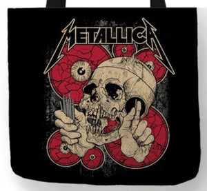new metallica vampire skull canvas tote bags image is printed on both sides women unisex tote bag music metal men apparel handbags