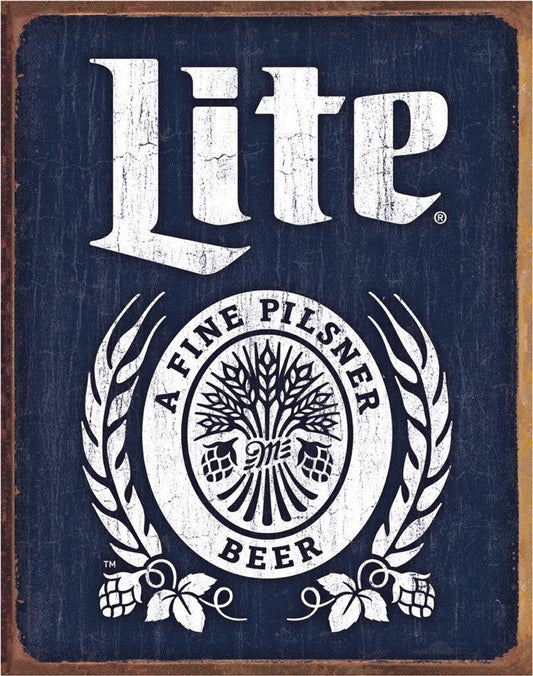 new miller lite a fine pilsner beer nostalgia advertainment metal sign 12.5width x 16height wall decor metal sign cerveza beer alcohol novelty