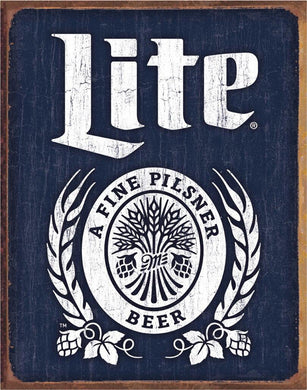 new miller lite a fine pilsner beer nostalgia advertainment metal sign 12.5width x 16height wall decor metal sign cerveza beer alcohol novelty