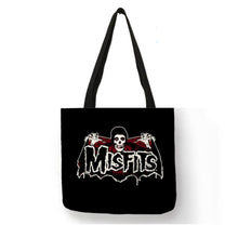 Load image into Gallery viewer, new misfits bat fiend canvas tote bags image is printed on both sides women unisex tote bag punk music men hardcore punk apparel handbags
