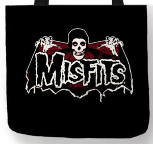 new misfits bat fiend canvas tote bags image is printed on both sides women unisex tote bag punk music men hardcore punk apparel handbags