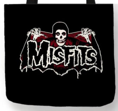 new misfits bat fiend canvas tote bags image is printed on both sides women unisex tote bag punk music men hardcore punk apparel handbags