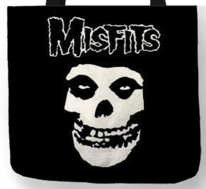 new misfits fiend face canvas tote bags image is printed on both sides women unisex tote bag punk music men hardcore punk fiend face apparel handbags