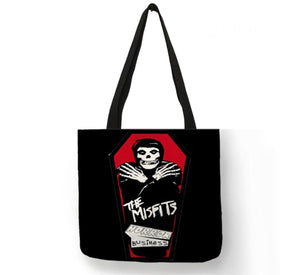 new misfits horror business canvas tote bags image is printed on both sides women men unisex punk music hardcore punk apparel handbags