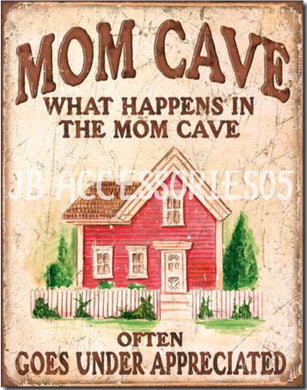 new mom cave wall art distressed metal sign 12.5width x 16height women decor novelty