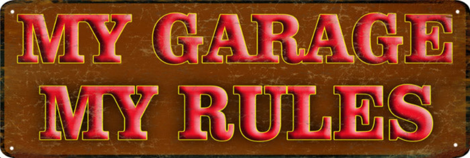 New ’My Garage My Rules’ Aluminum Car Sign Garage Art 6″H x 18″W In Diameter. - Aluminum Signs